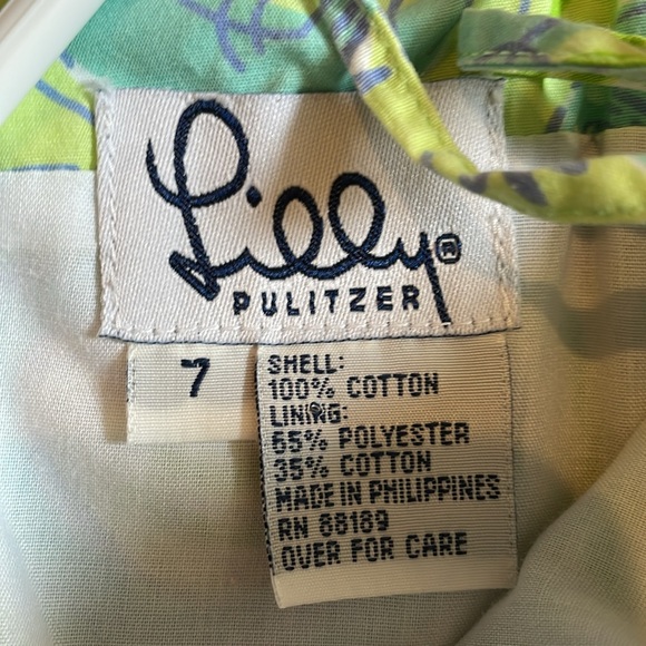 Lilly Pulitzer Green and Blue Swirl Dress Little Girl Size 7 - Picture 3 of 4